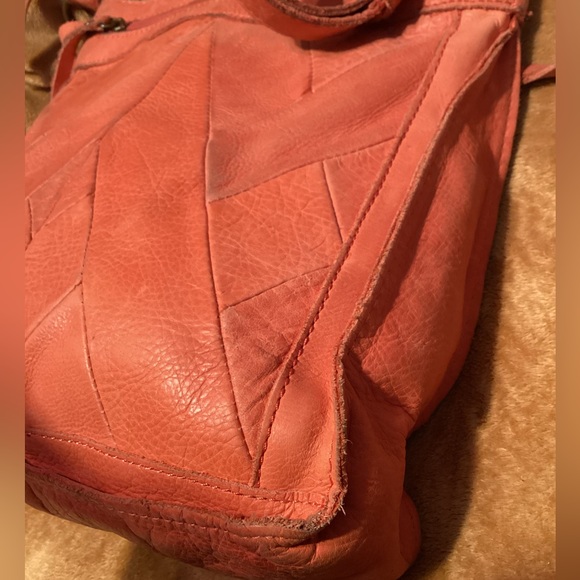 Lucky Brand Rayla Leather Crossbody Shoulder Handbag Boho Tassel Zip Tangerine - Picture 7 of 14